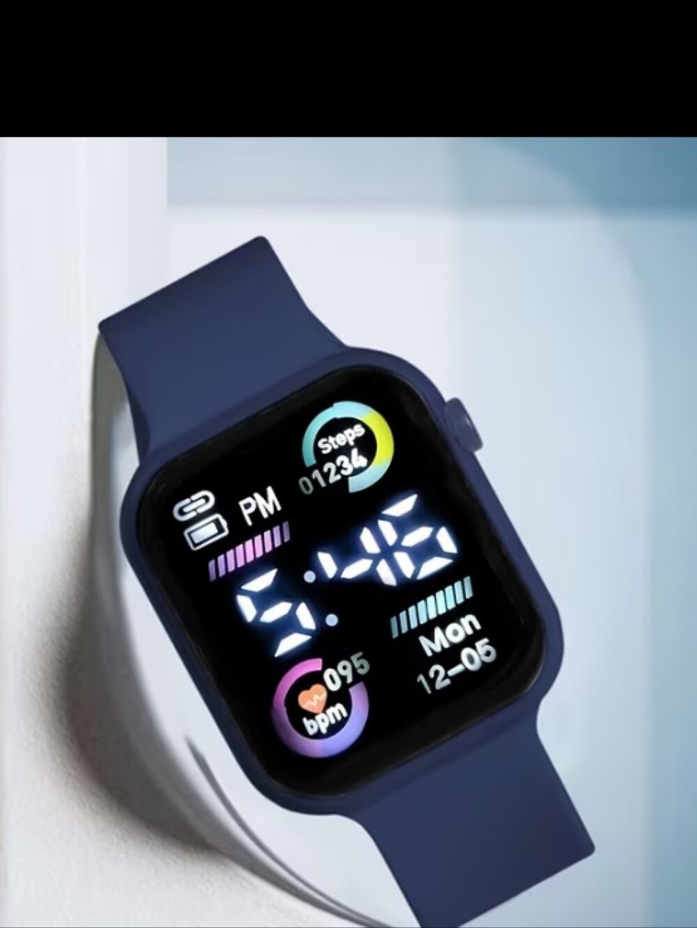 Blue Smart Fitness Watch with Heart Rate Monitor
